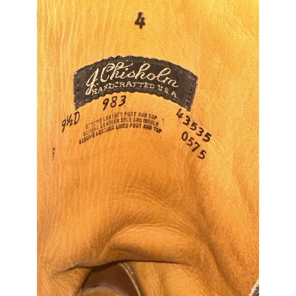 VTG J. Chisholm Western Cowboy Boots Red & Black Snakeskin Mens 9.5D USA 43535 - Picture 8 of 16